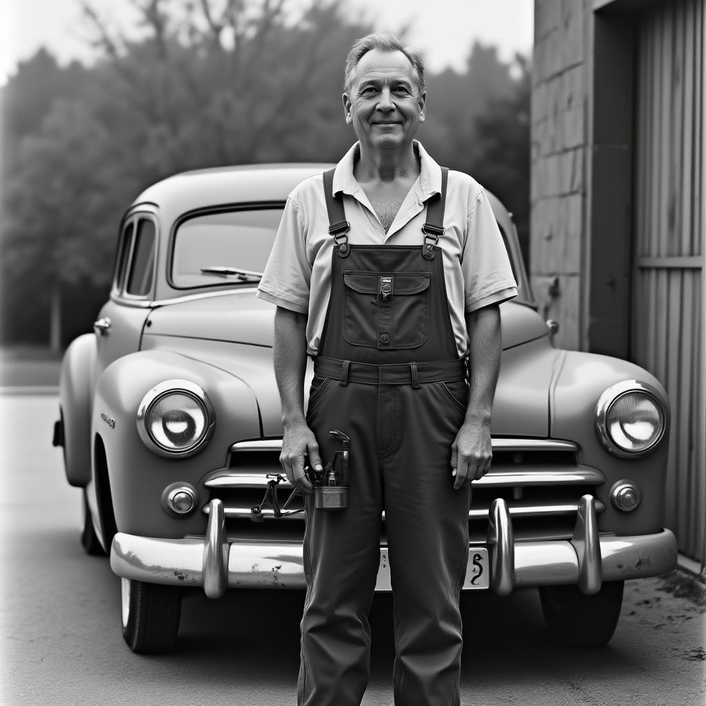 Historická fotografie zakladatelů autoservisu