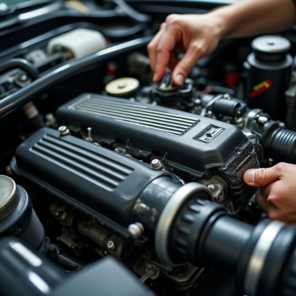 Práce na motoru sportovního vozu